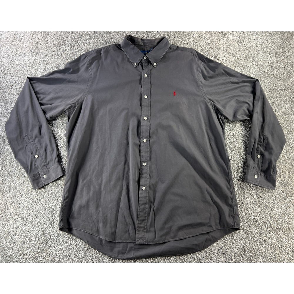 Ralph Lauren Mens Classic Fit Button Down Shirt XXL Charcoal Gray Long Sleeve
